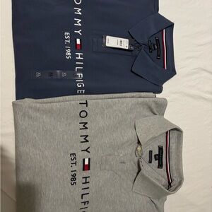 Tommy Hilfiger Men's Polo Shirt - Blue and Gray